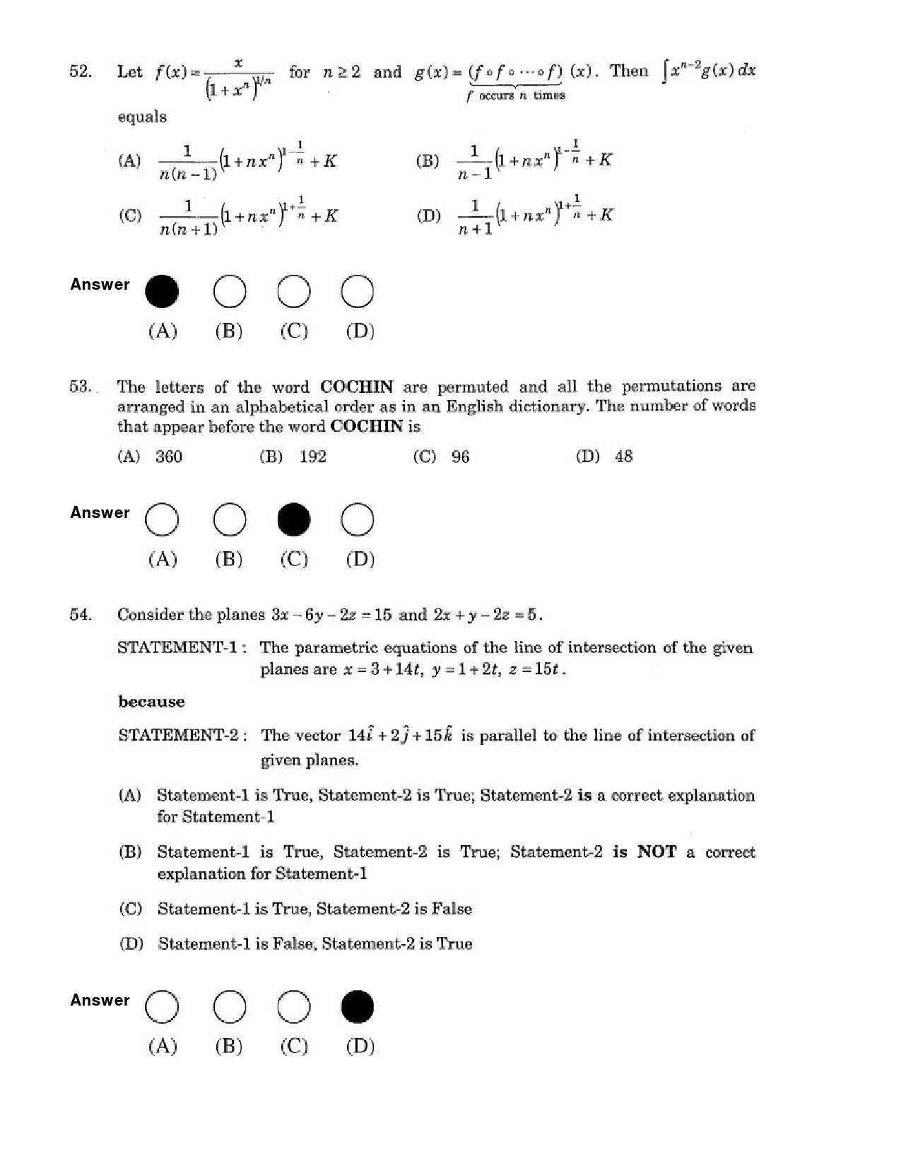JEE Exam Question Paper 2007 Paper 2 22