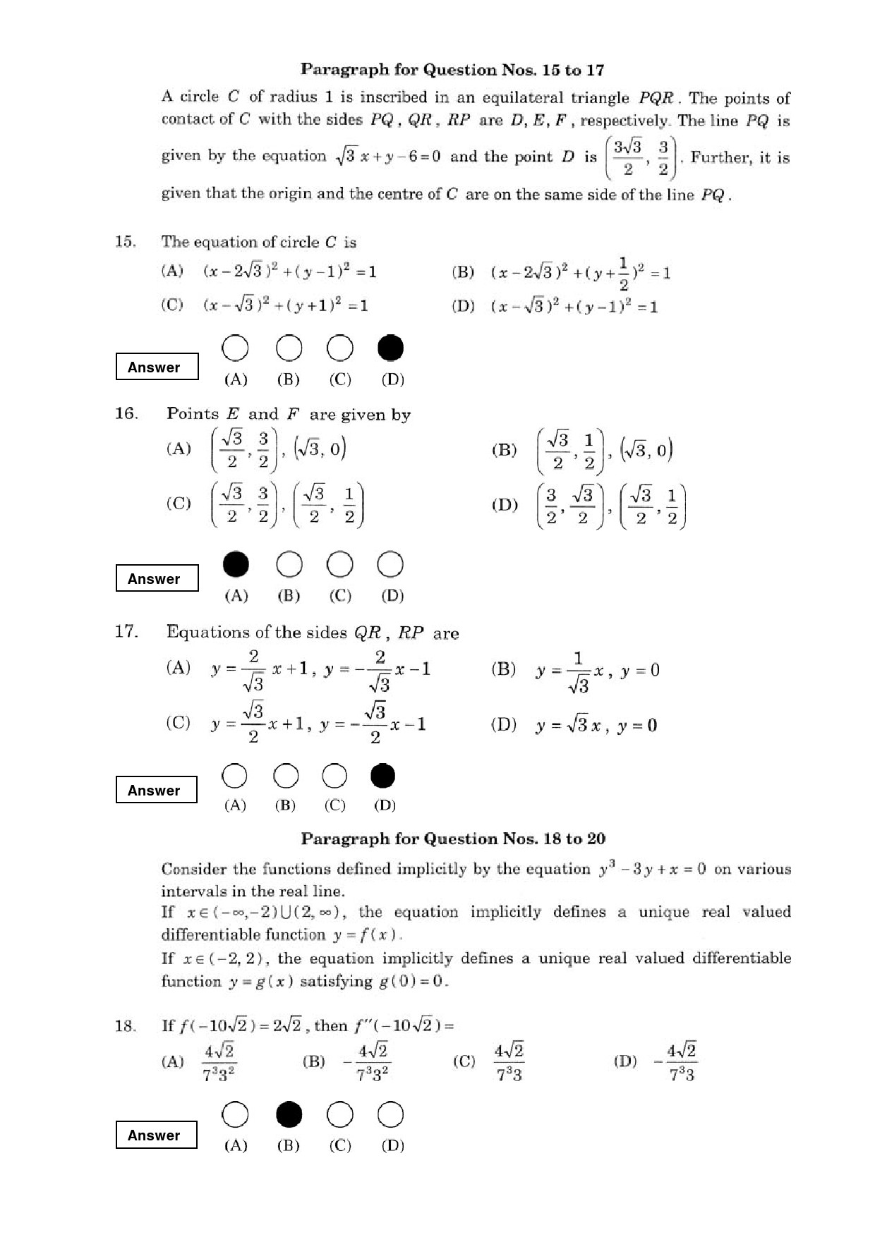 JEE Exam Question Paper 2008 Paper 1 6