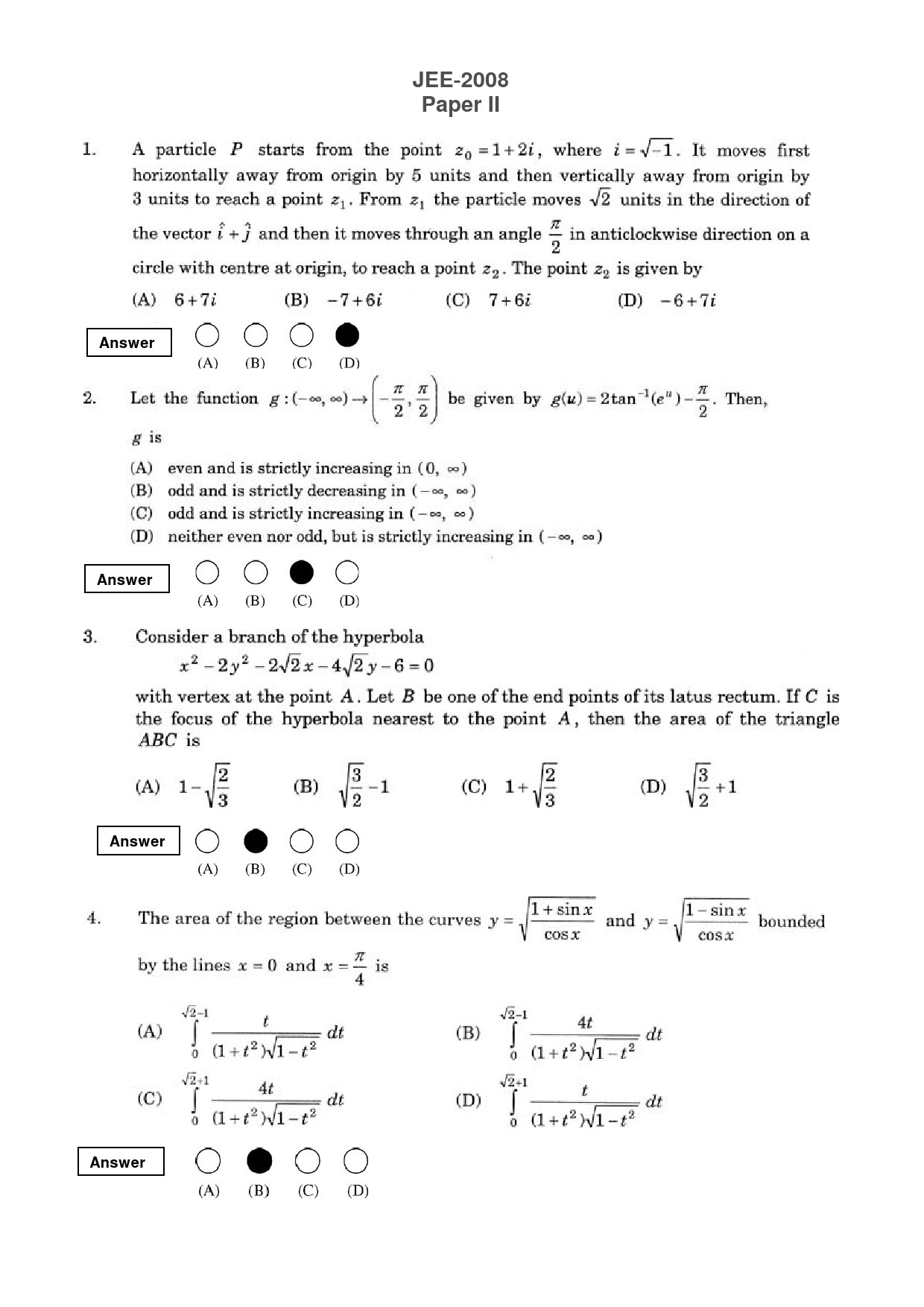 JEE Exam Question Paper 2008 Paper 2 1