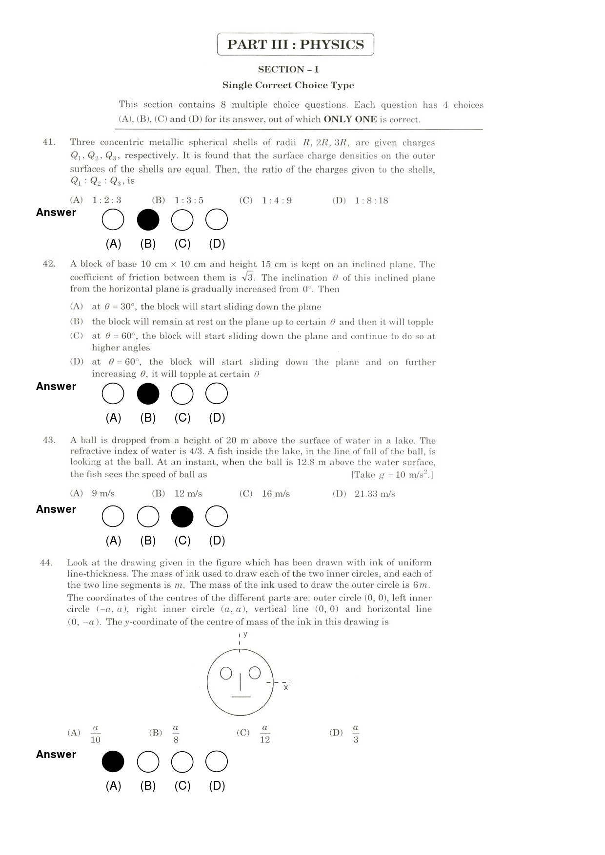 JEE Exam Question Paper 2009 Paper 1 12
