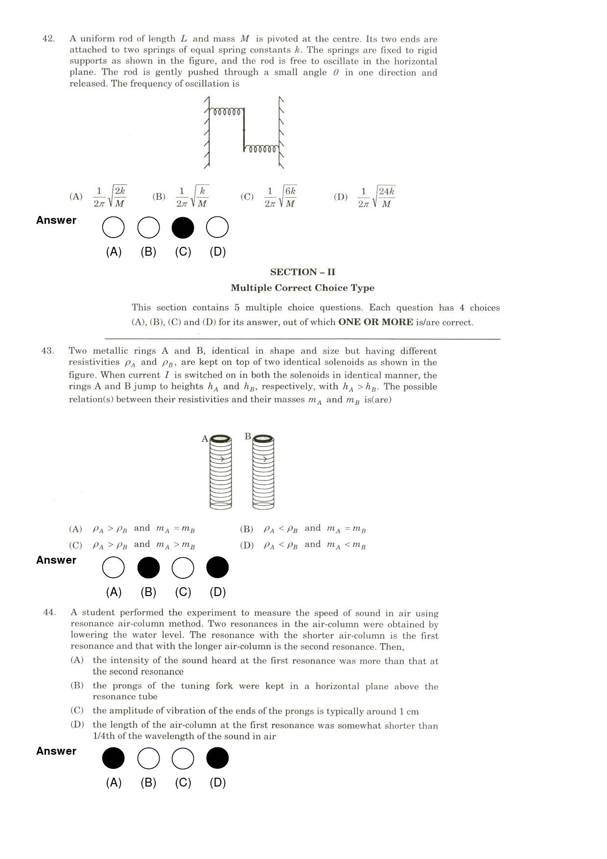 JEE Exam Question Paper 2009 Paper 2 12