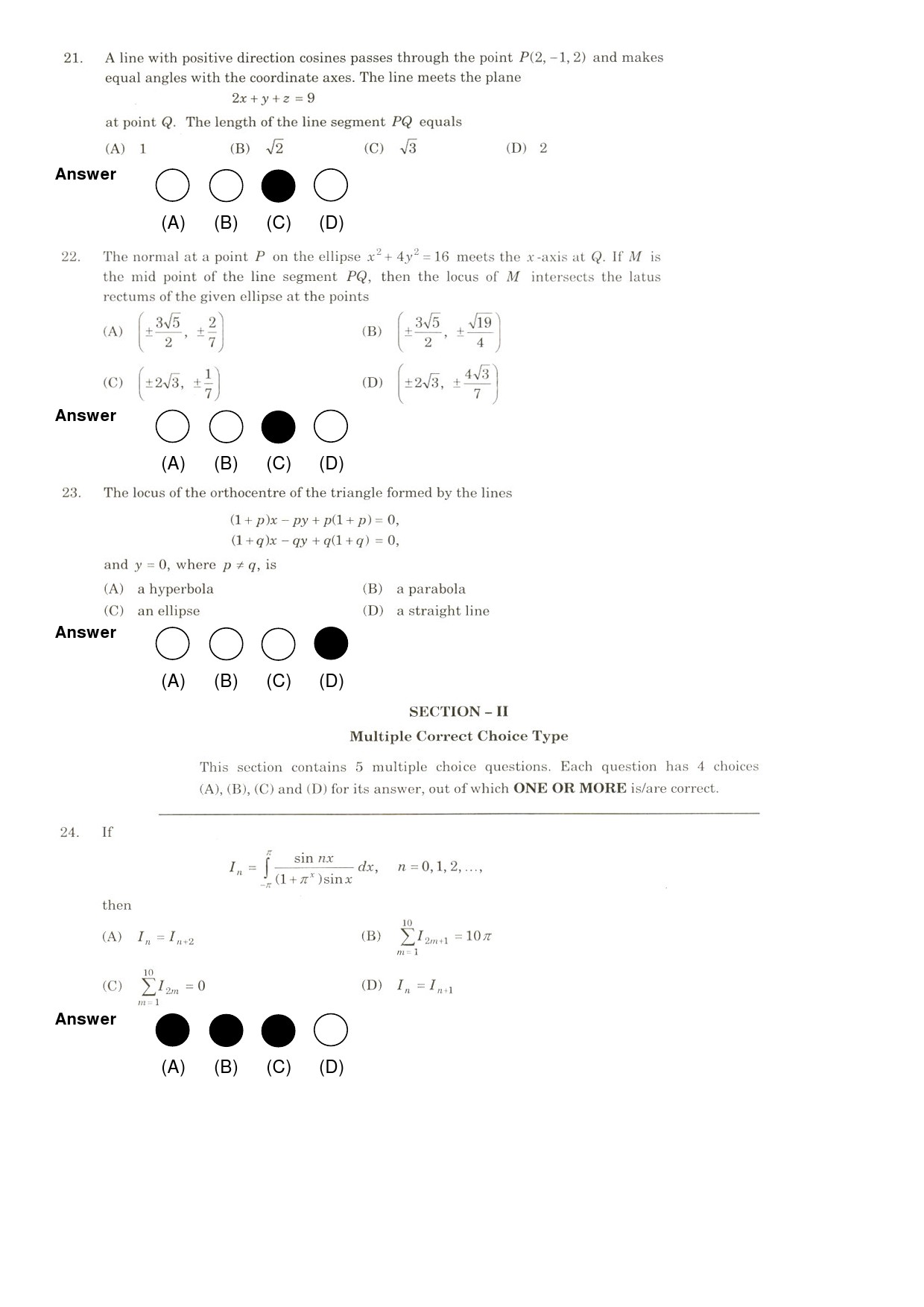 JEE Exam Question Paper 2009 Paper 2 6