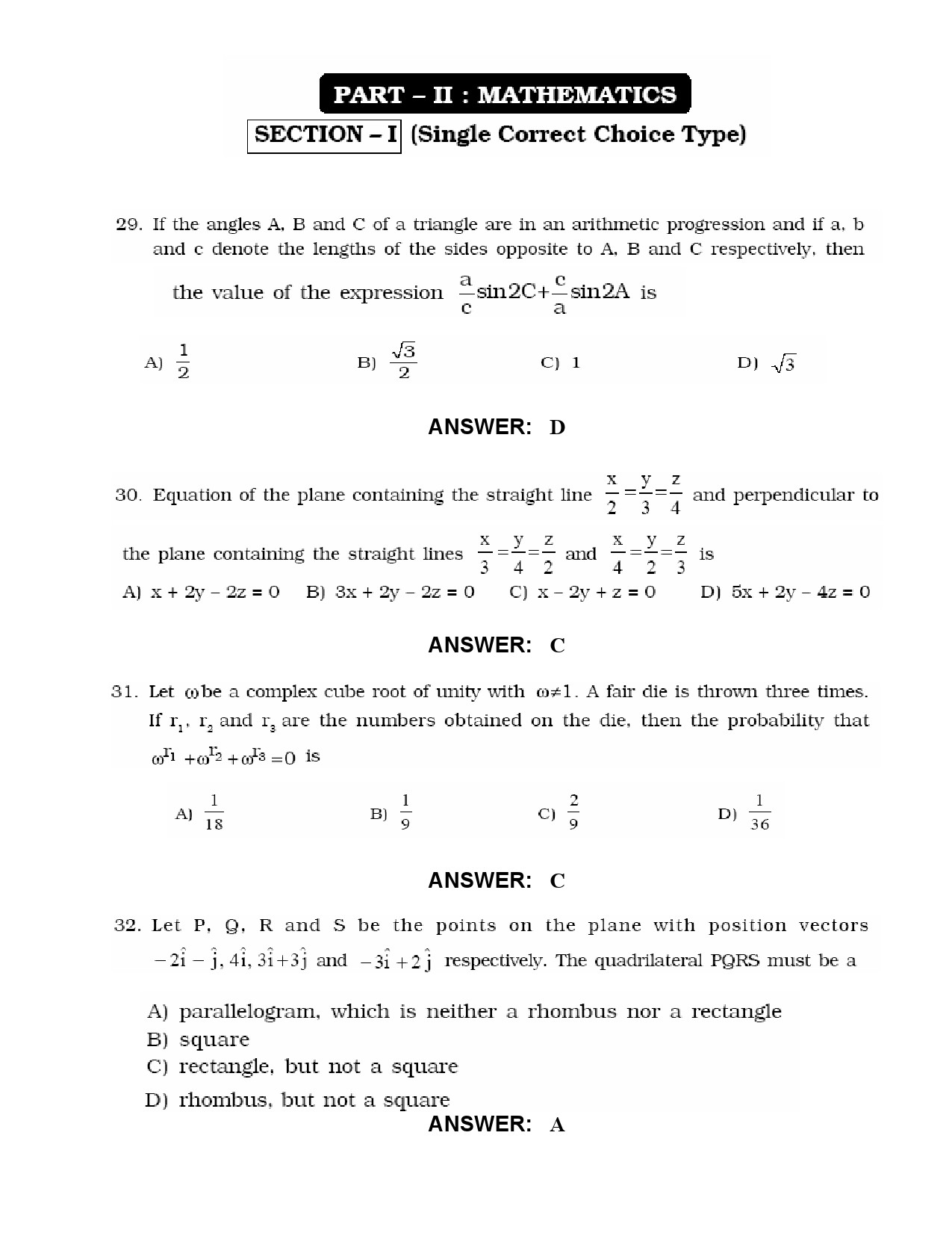 JEE Exam Question Paper 2010 Paper 1 9