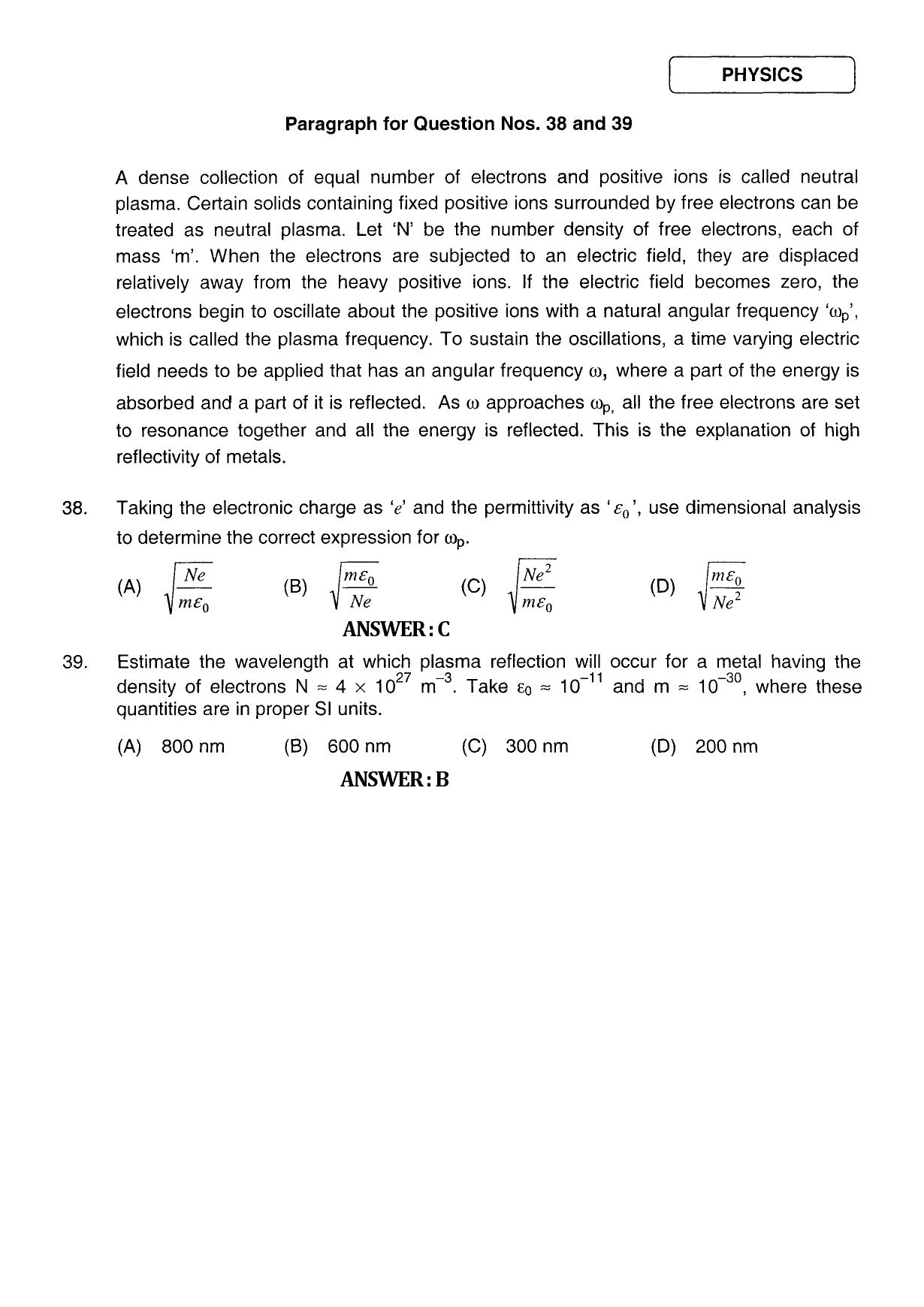 JEE Exam Question Paper 2011 Paper 1 18