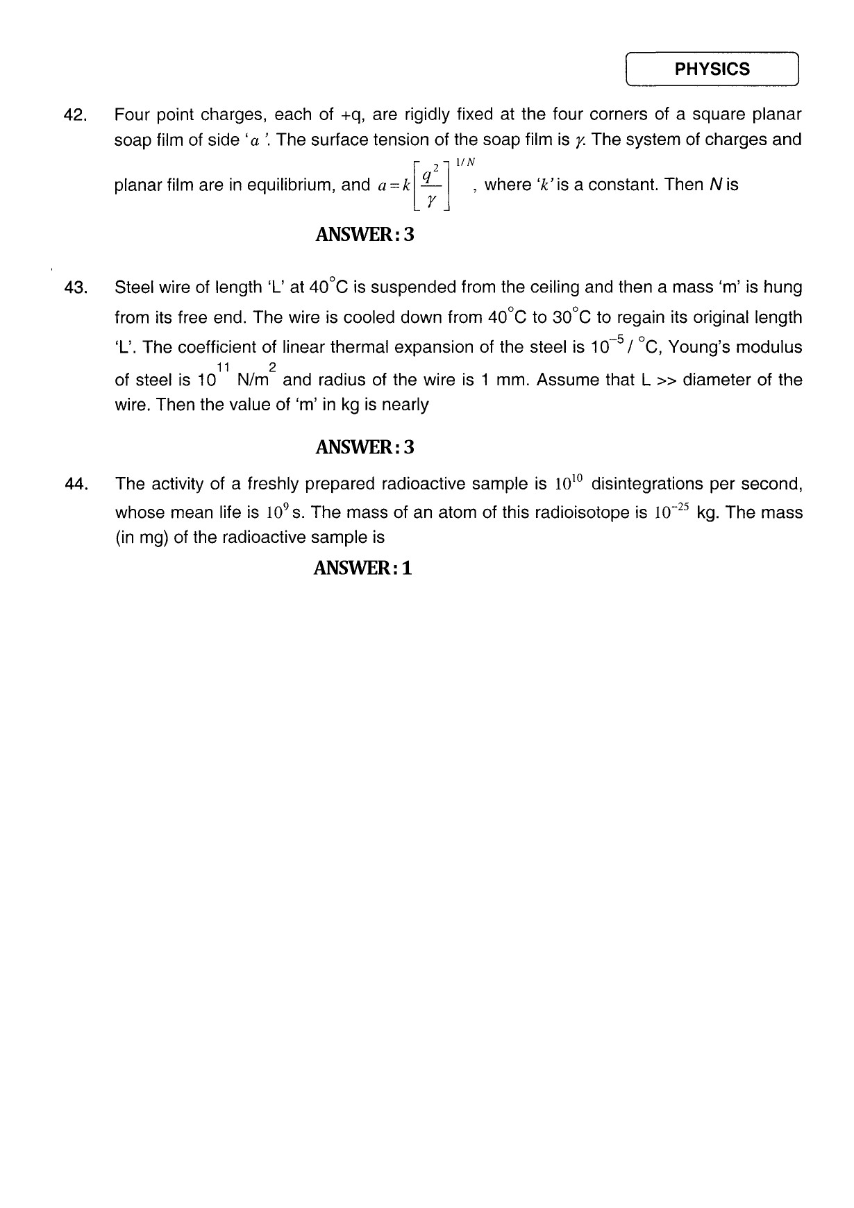 JEE Exam Question Paper 2011 Paper 1 20