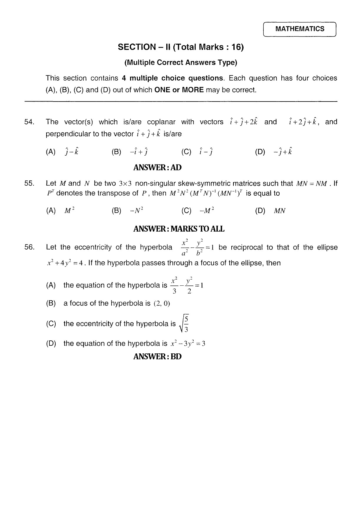 JEE Exam Question Paper 2011 Paper 1 25