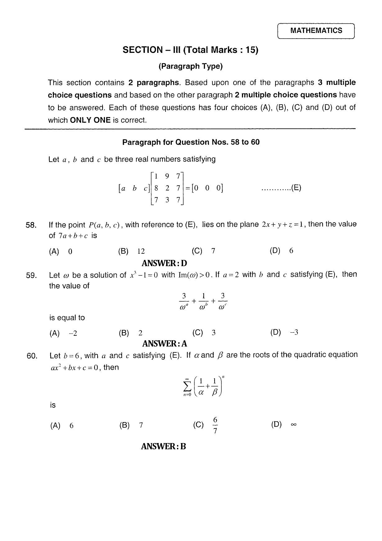 JEE Exam Question Paper 2011 Paper 1 27