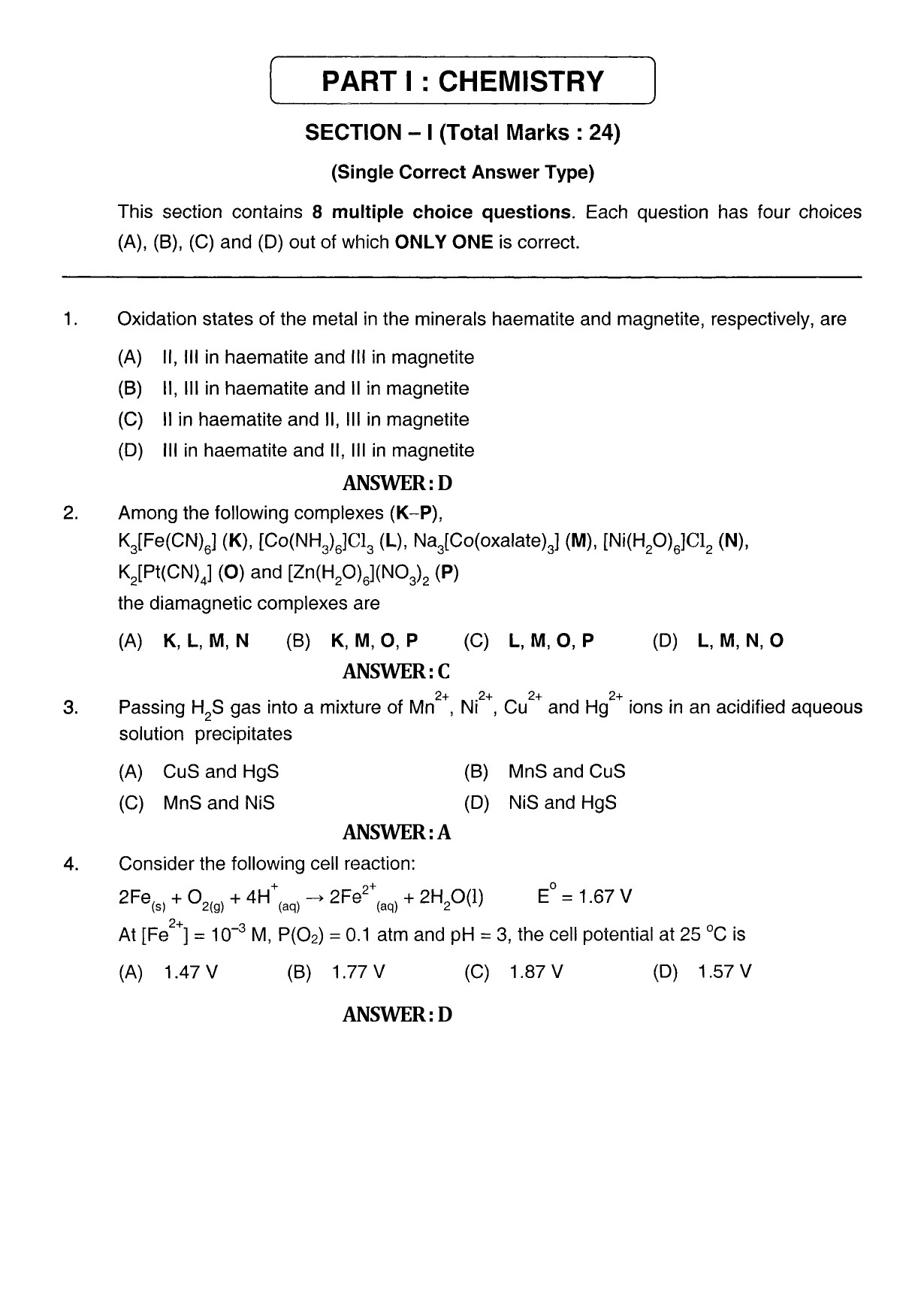 JEE Exam Question Paper 2011 Paper 2 1