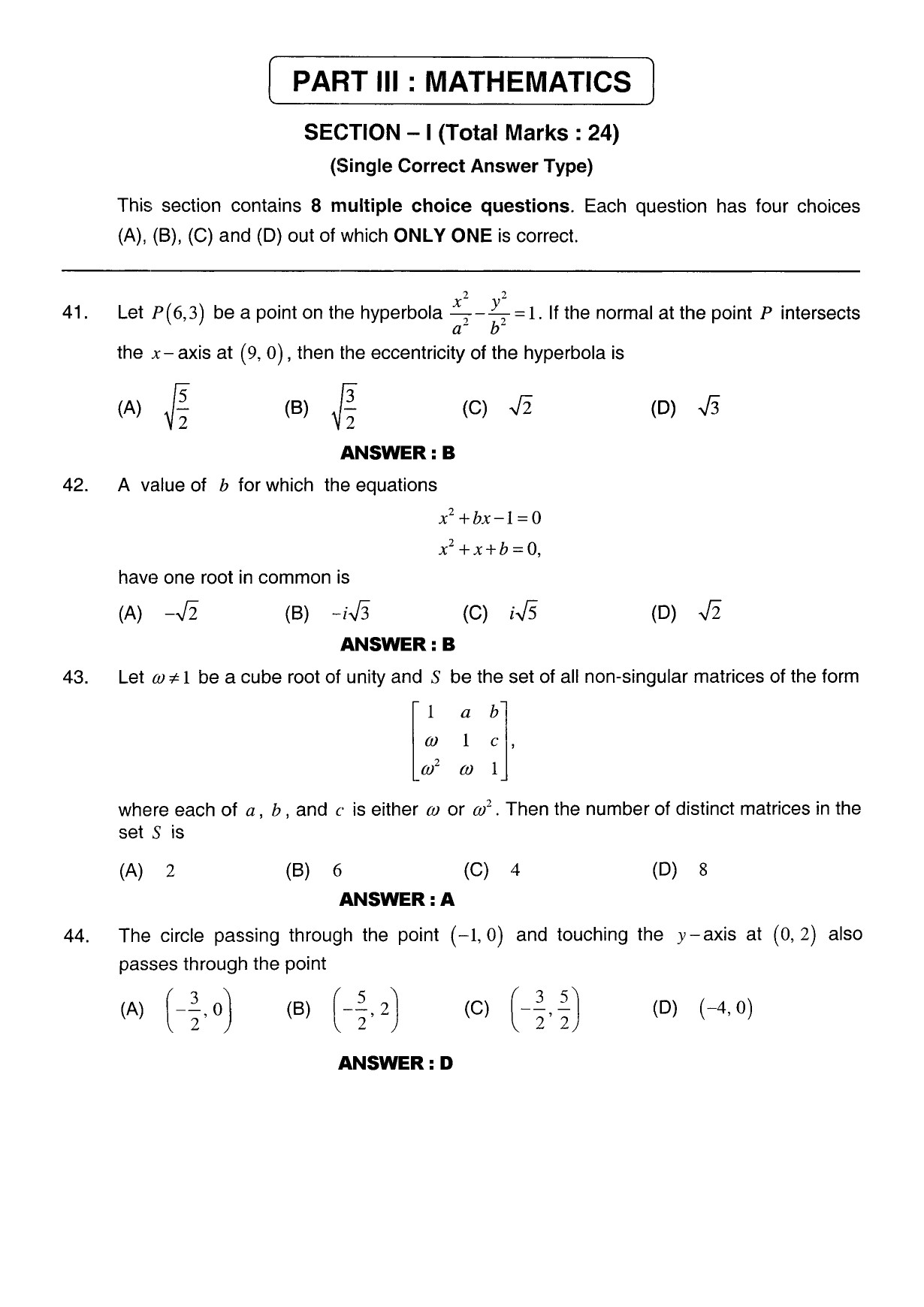 JEE Exam Question Paper 2011 Paper 2 19