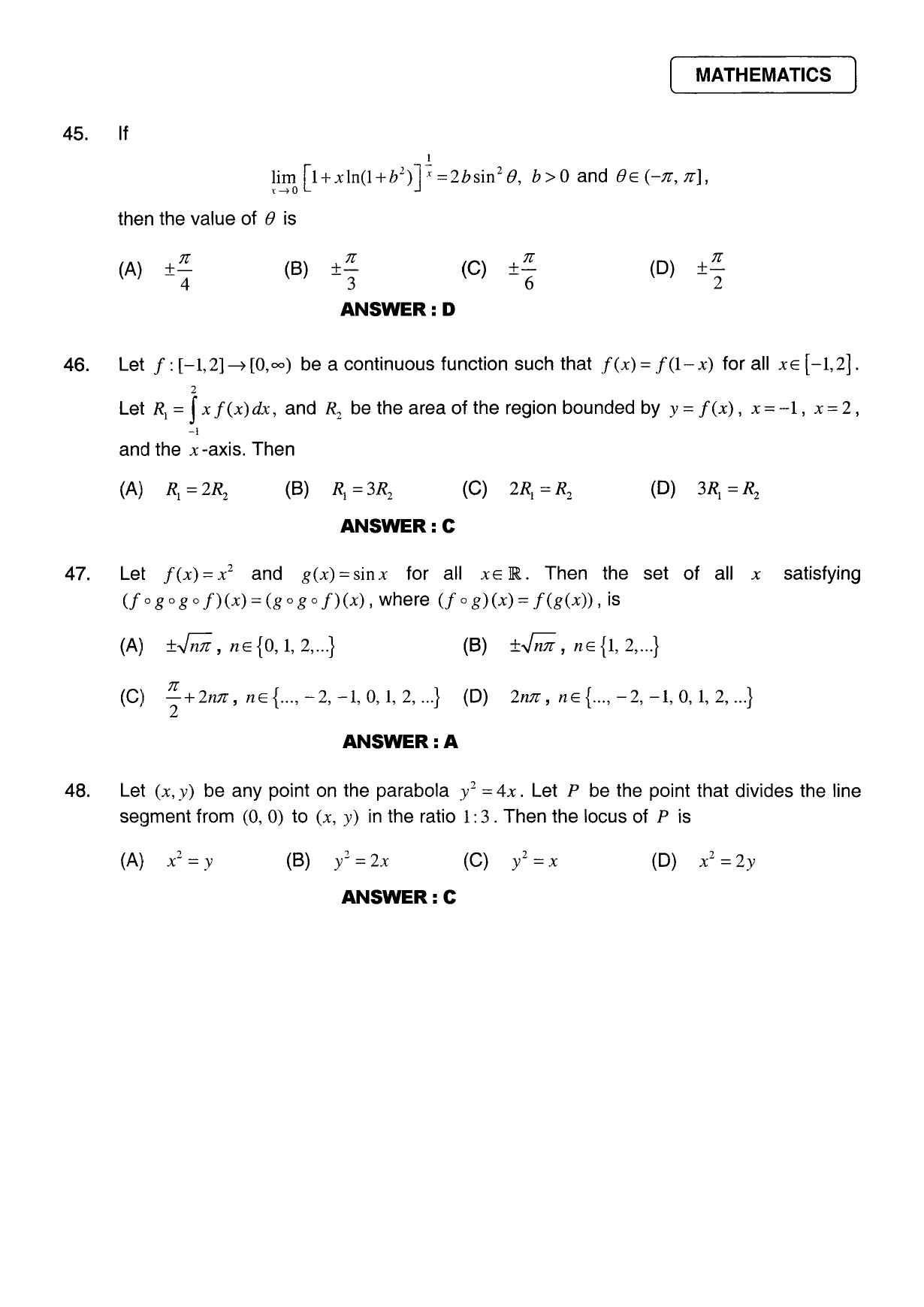 JEE Exam Question Paper 2011 Paper 2 20