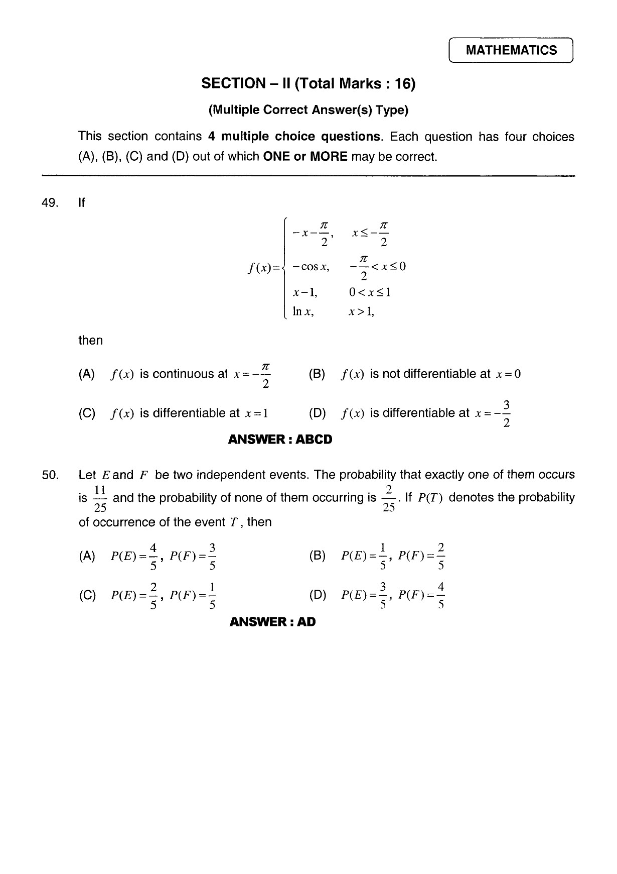 JEE Exam Question Paper 2011 Paper 2 21