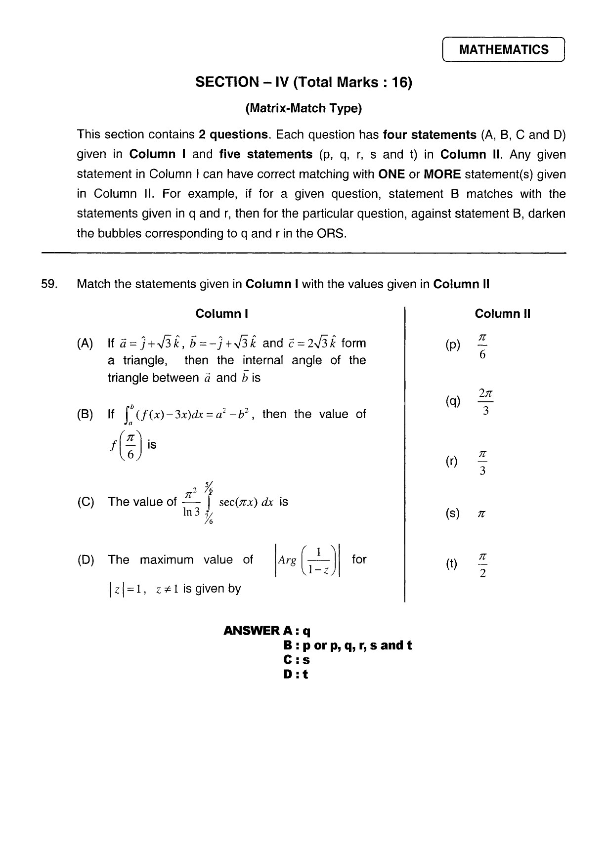 JEE Exam Question Paper 2011 Paper 2 25