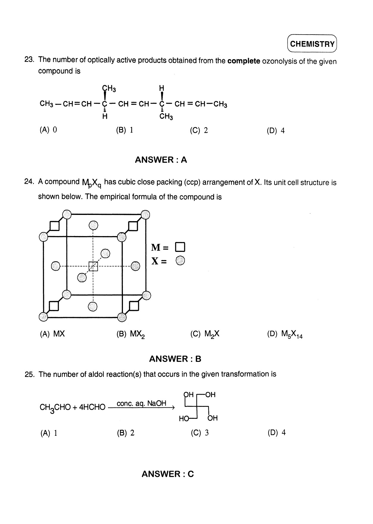 JEE Exam Question Paper 2012 Paper 1 Chemistry 2