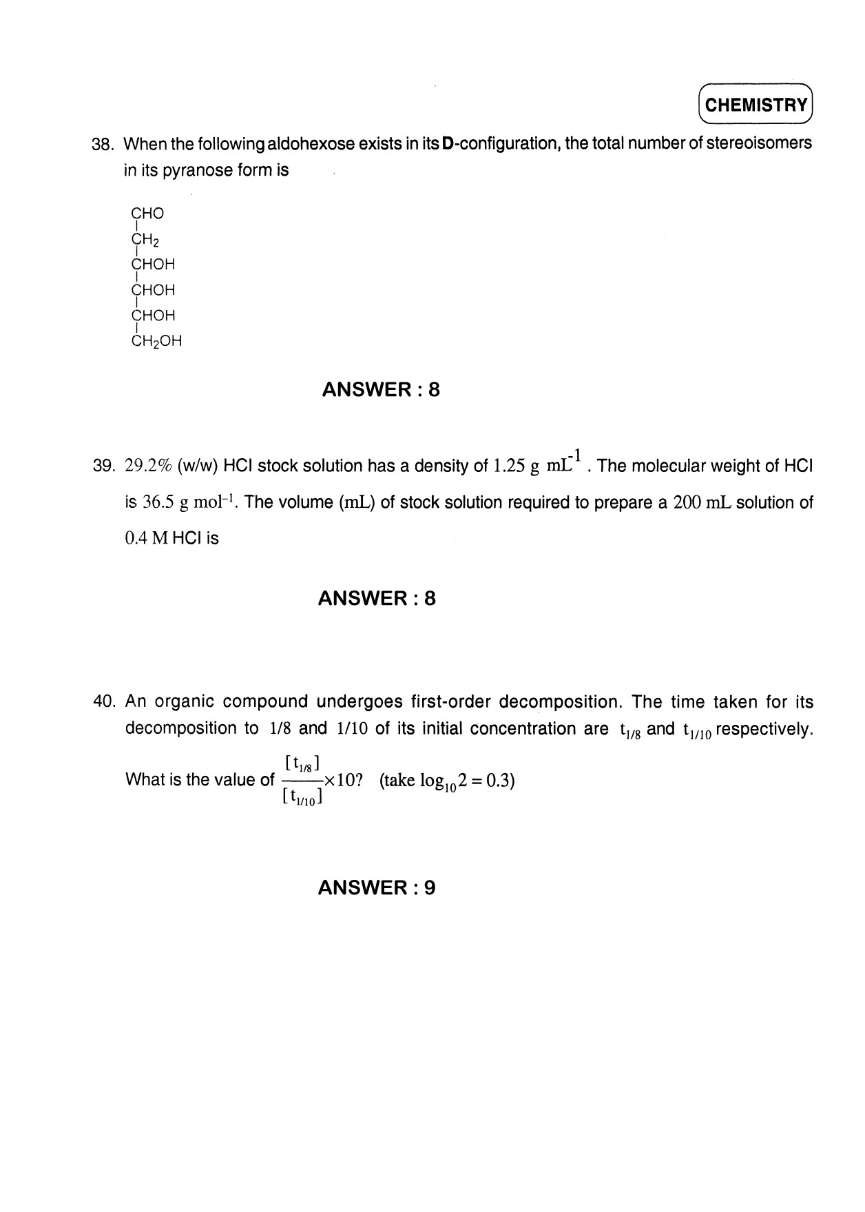 JEE Exam Question Paper 2012 Paper 1 Chemistry 7