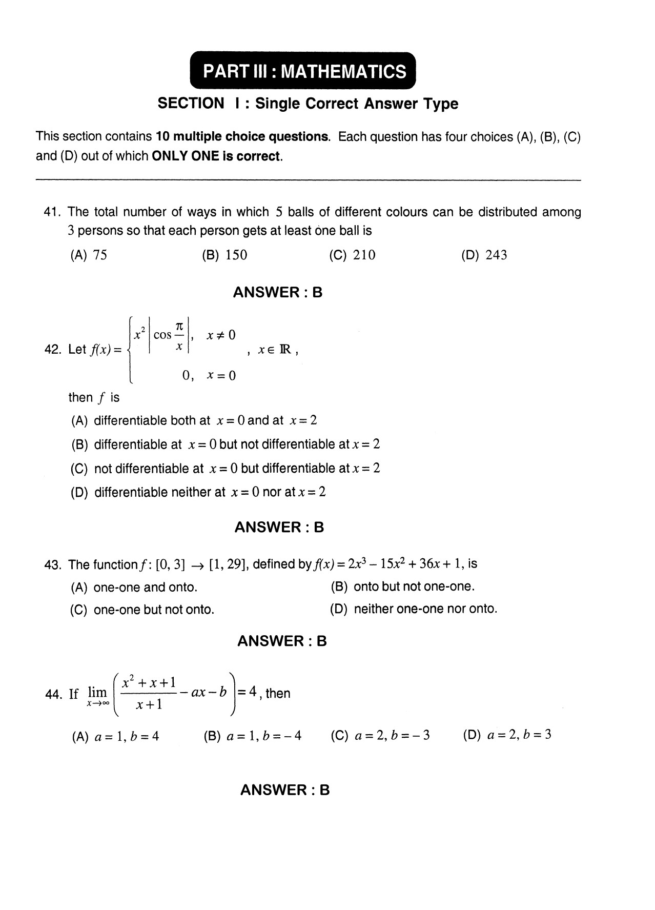 JEE Exam Question Paper 2012 Paper 1 Mathematics 1
