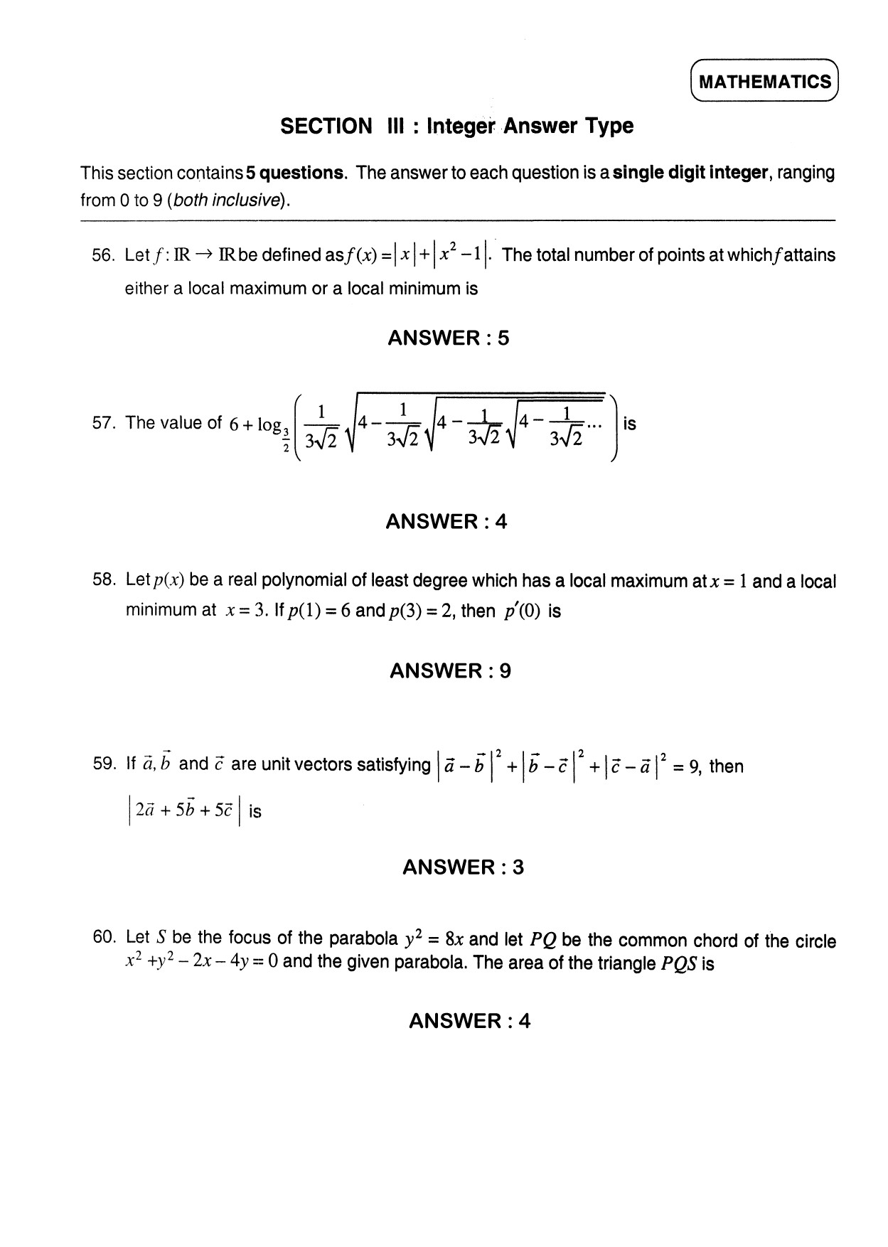 JEE Exam Question Paper 2012 Paper 1 Mathematics 6