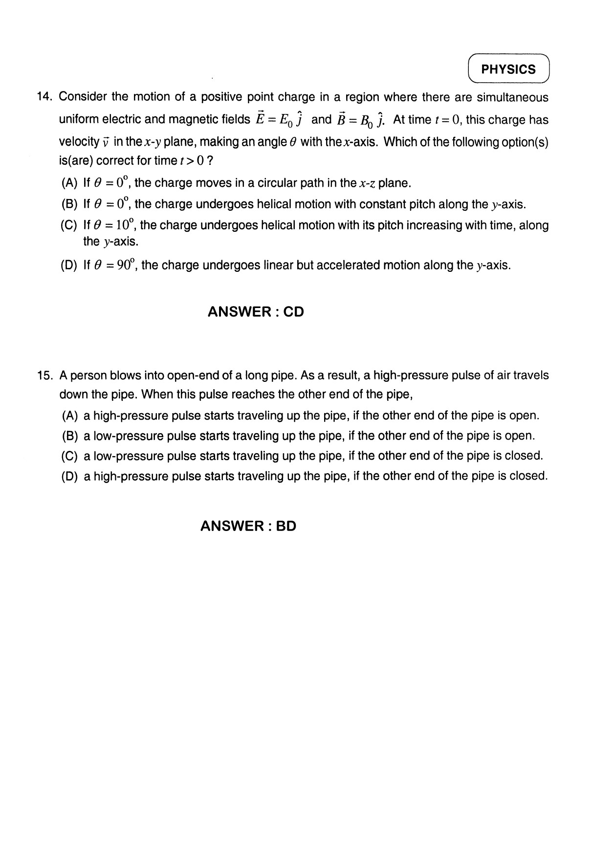 JEE Exam Question Paper 2012 Paper 1 Physics 9