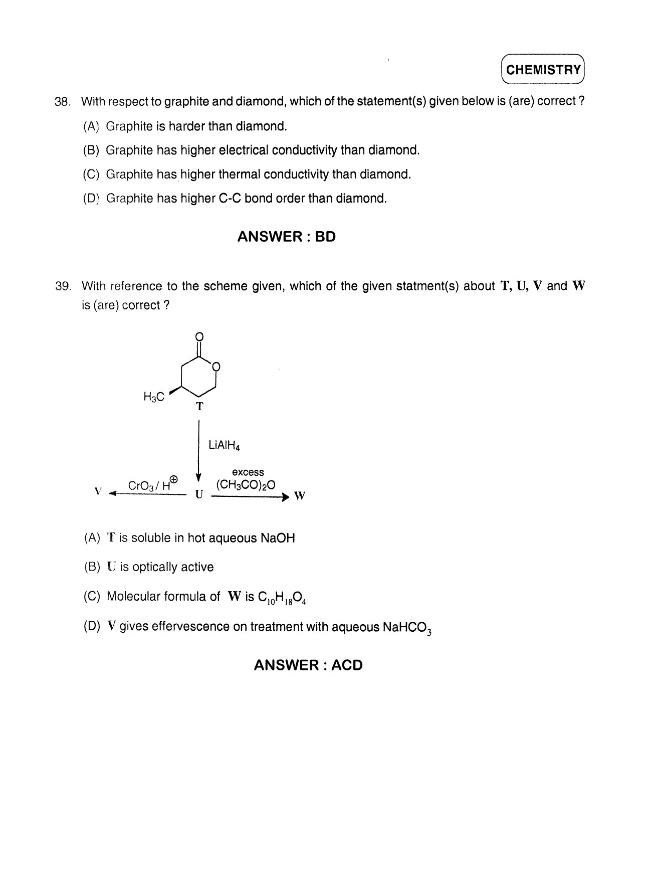 JEE Exam Question Paper 2012 Paper 2 Chemistry 10