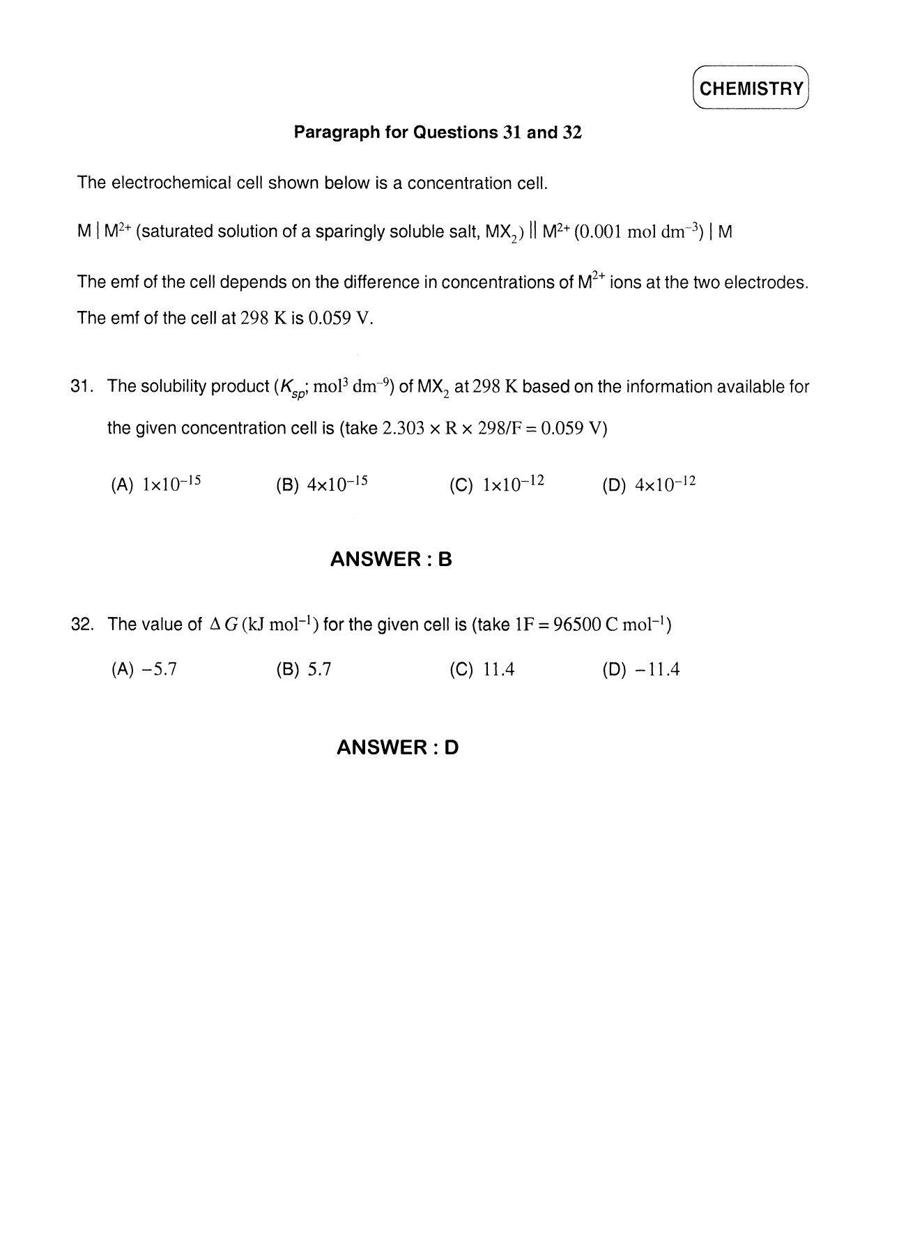 JEE Exam Question Paper 2012 Paper 2 Chemistry 5