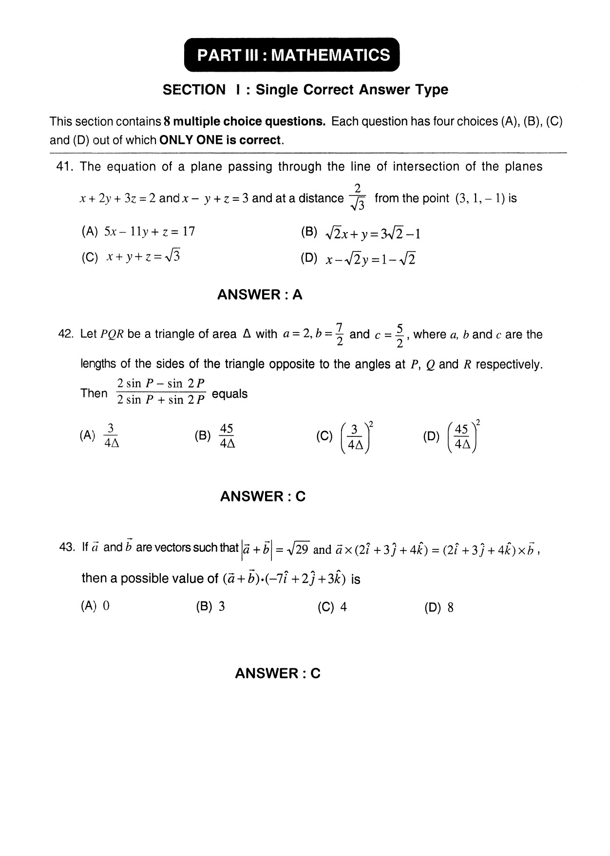 JEE Exam Question Paper 2012 Paper 2 Mathematics 1