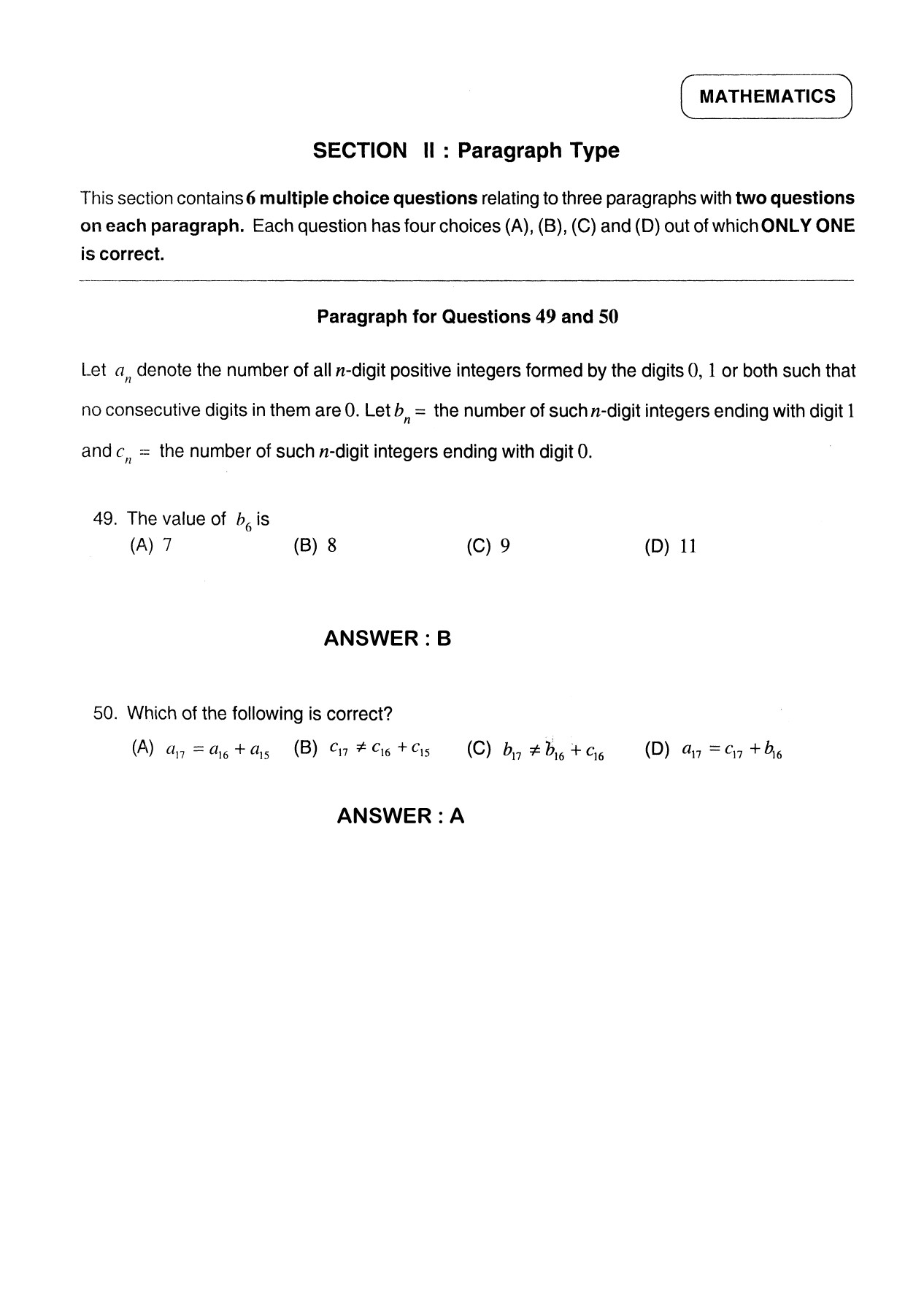 JEE Exam Question Paper 2012 Paper 2 Mathematics 3