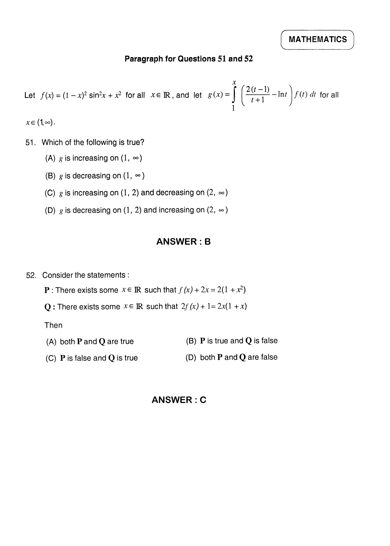 JEE Exam Question Paper 2012 Paper 2 Mathematics 4