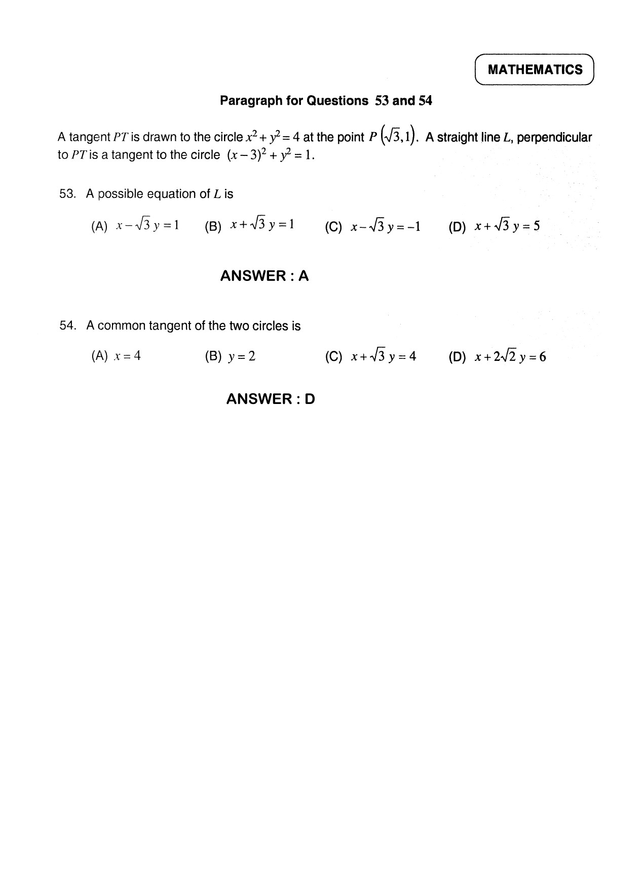 JEE Exam Question Paper 2012 Paper 2 Mathematics 5