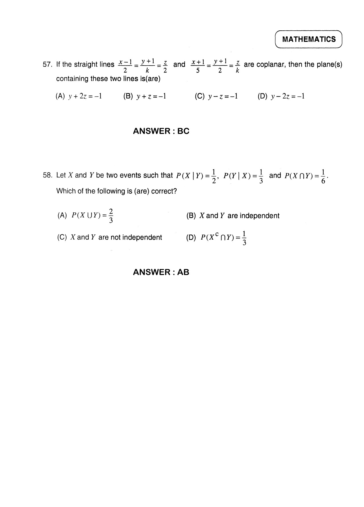 JEE Exam Question Paper 2012 Paper 2 Mathematics 7
