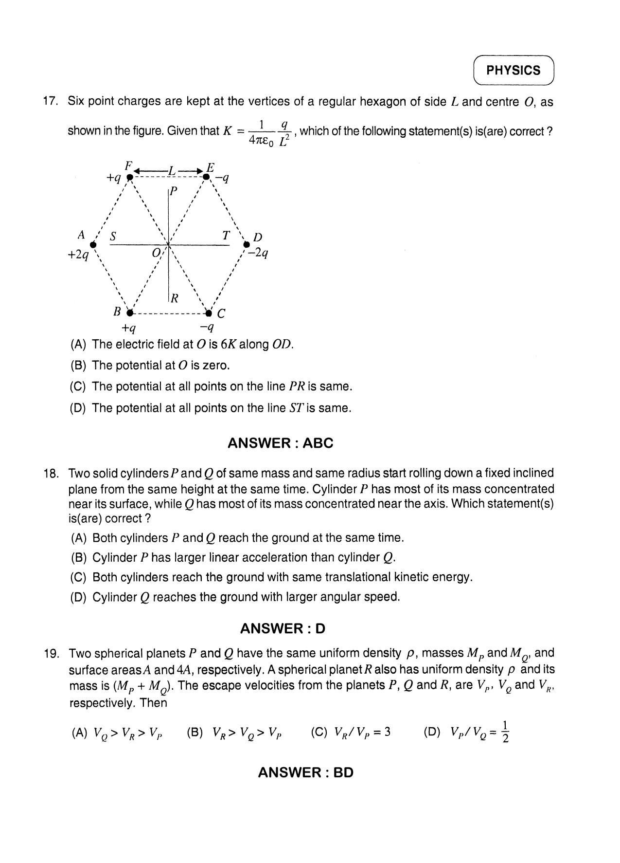 JEE Exam Question Paper 2012 Paper 2 Physics 11