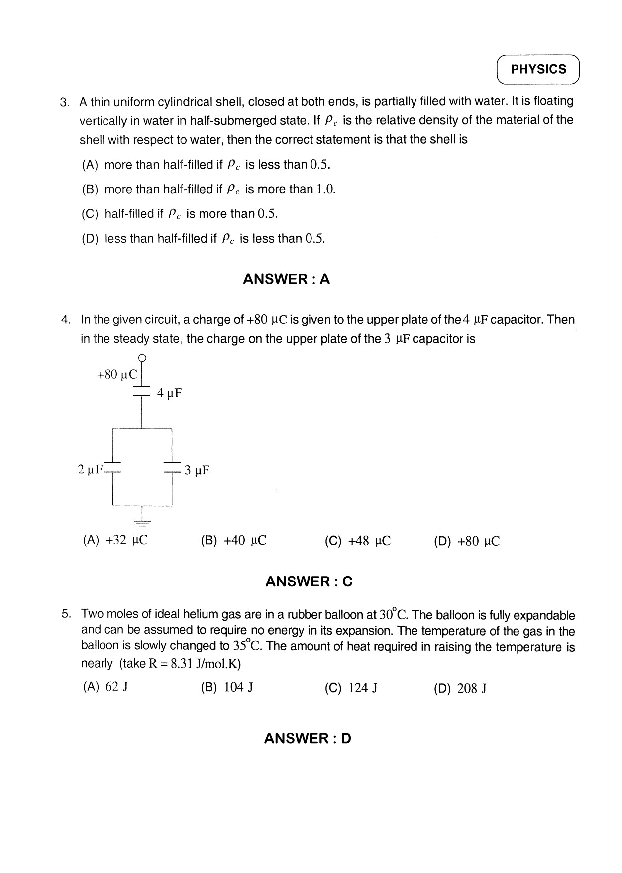 JEE Exam Question Paper 2012 Paper 2 Physics 2