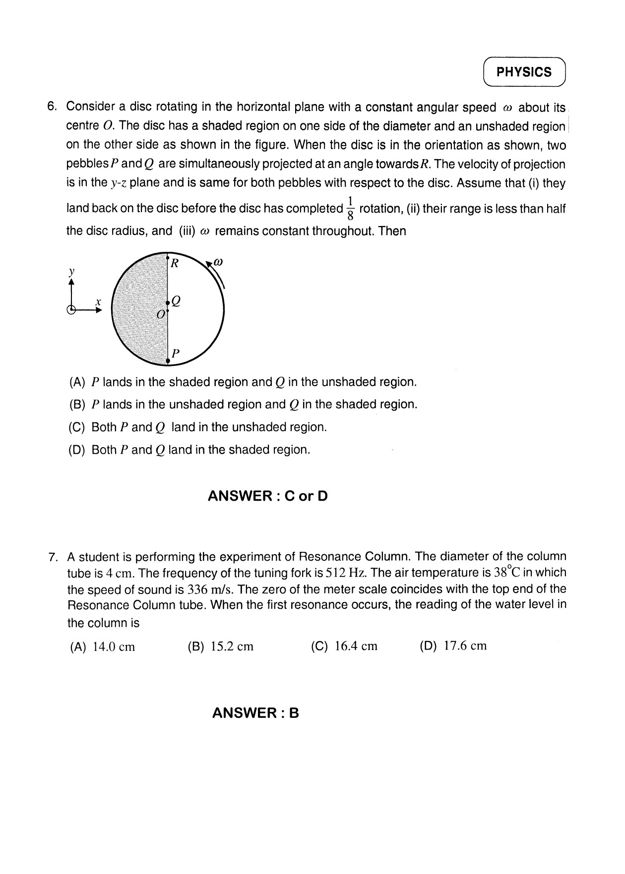 JEE Exam Question Paper 2012 Paper 2 Physics 3