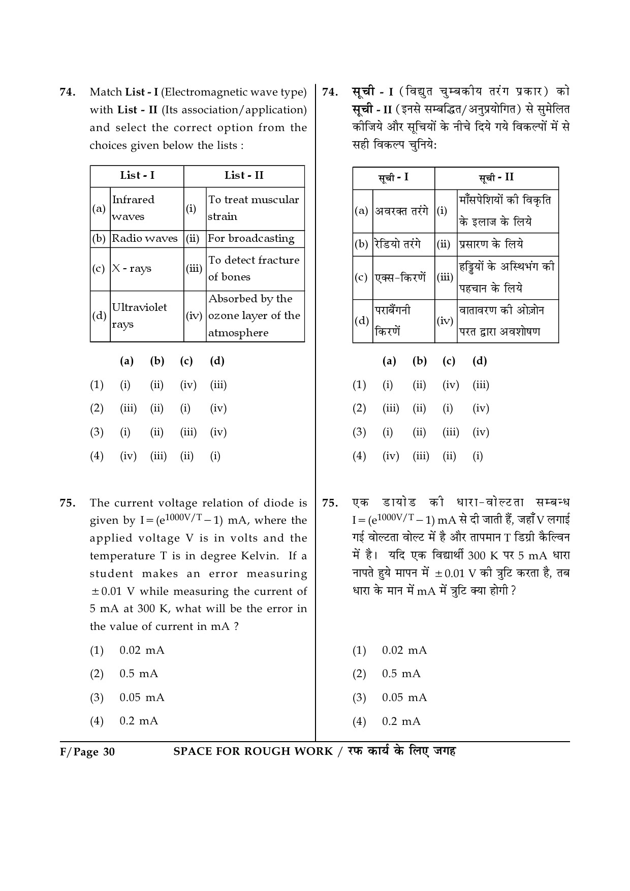 JEE Main Exam Question Paper 2014 Booklet F 30
