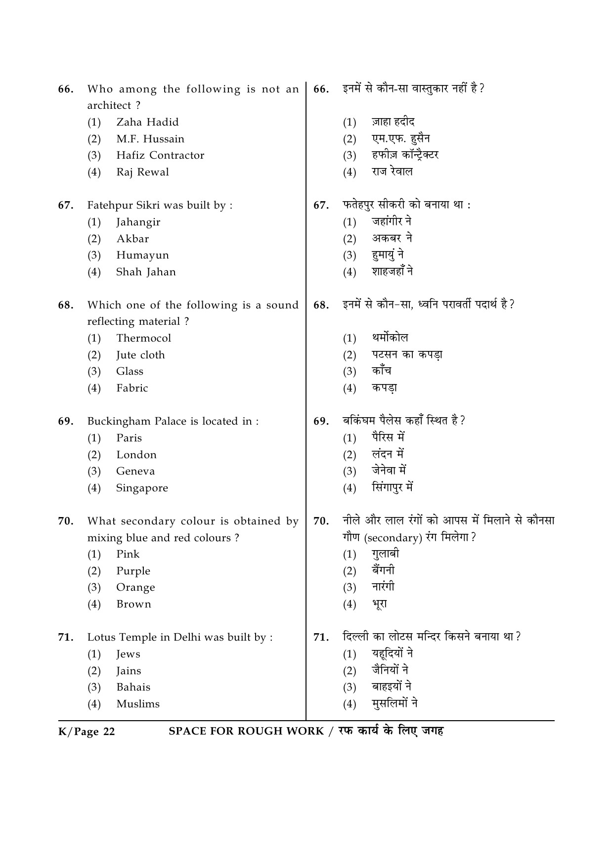 JEE Main Exam Question Paper 2015 Booklet K 22
