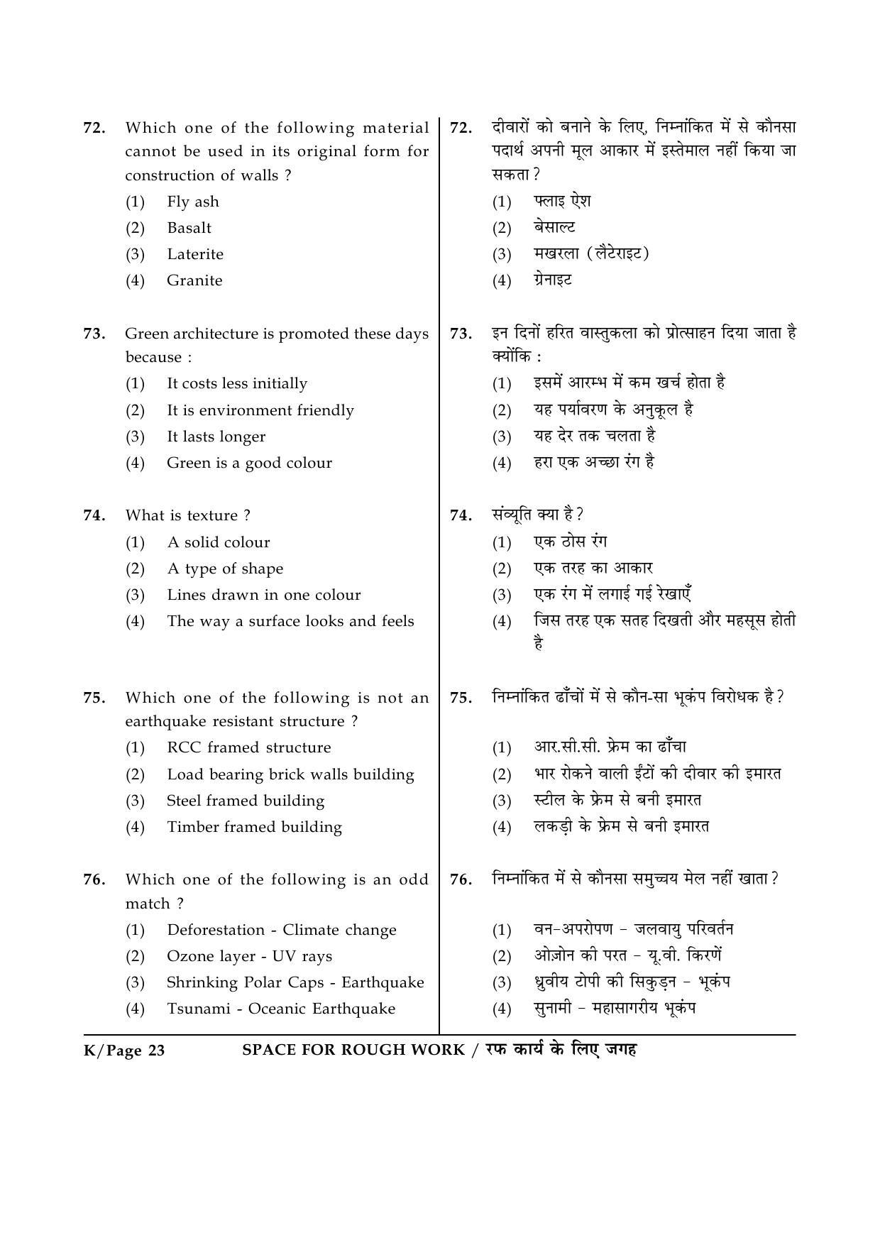 JEE Main Exam Question Paper 2015 Booklet K 23