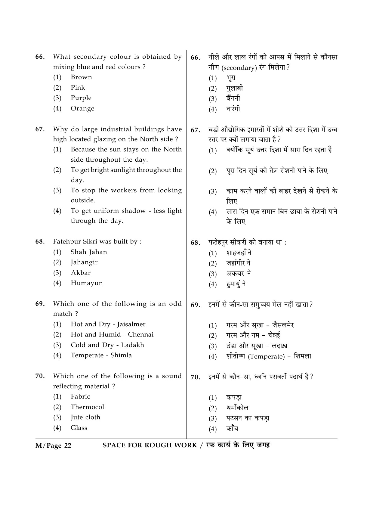 JEE Main Exam Question Paper 2015 Booklet M 22