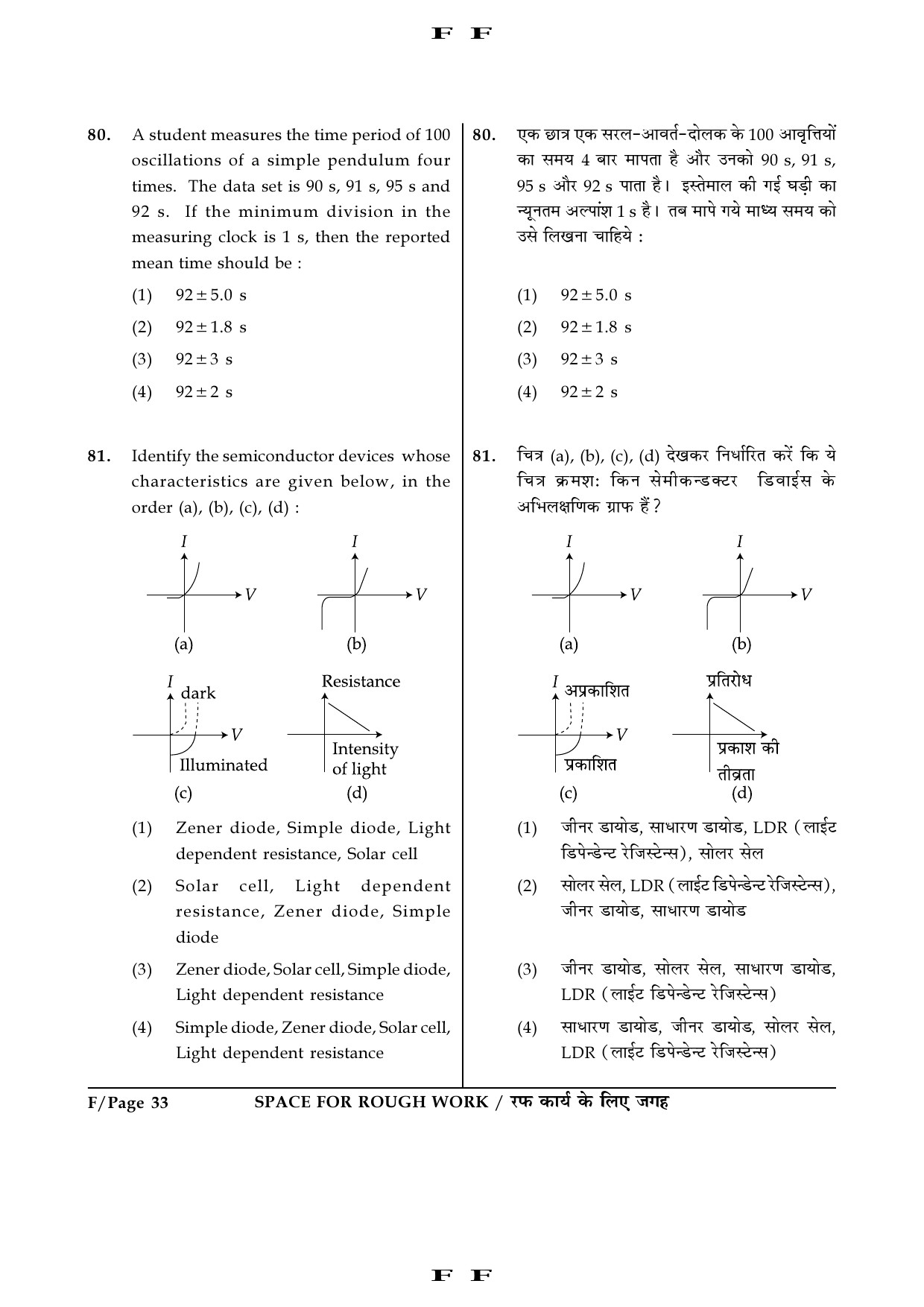 JEE Main Exam Question Paper 2016 Booklet F 33