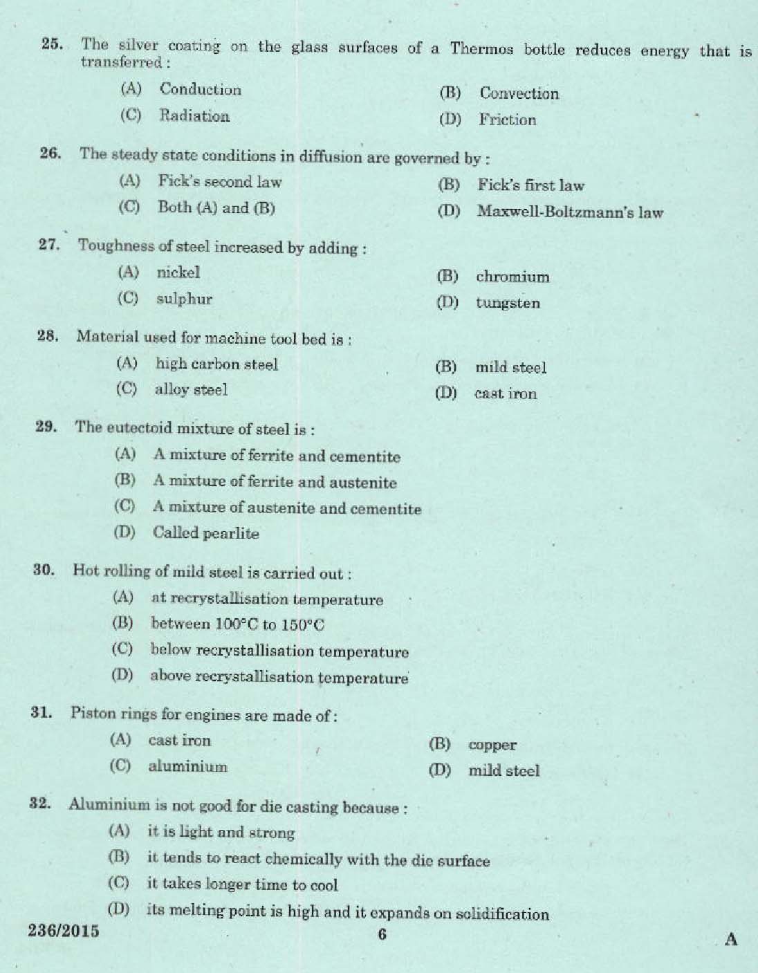Kerala PSC Foreman Exam 2015 Question Paper Code 2362015 4