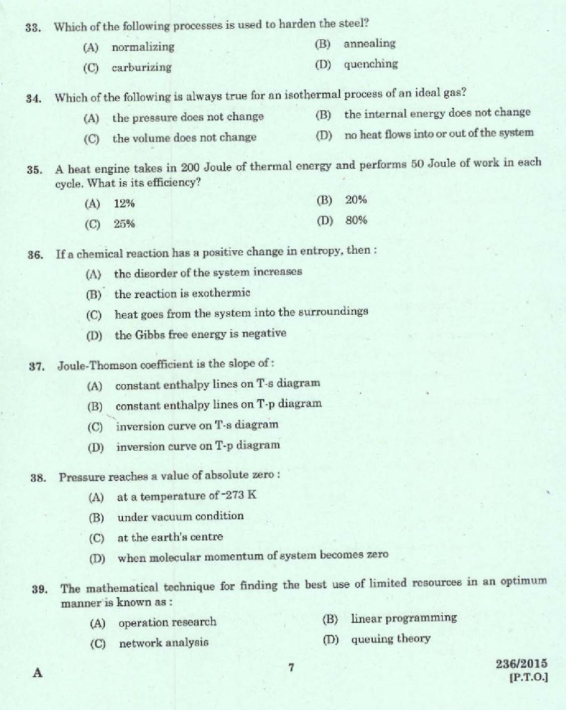 Kerala PSC Foreman Exam 2015 Question Paper Code 2362015 5
