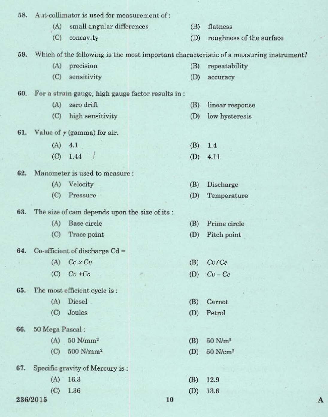 Kerala PSC Foreman Exam 2015 Question Paper Code 2362015 8