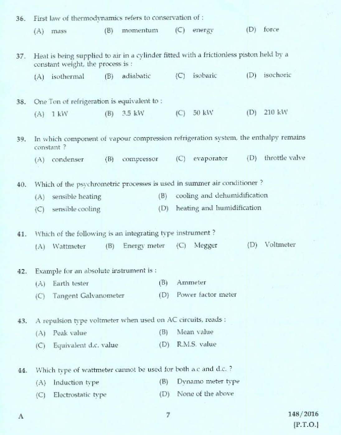 Kerala PSC Foreman Exam 2016 Question Paper Code 1482016 5