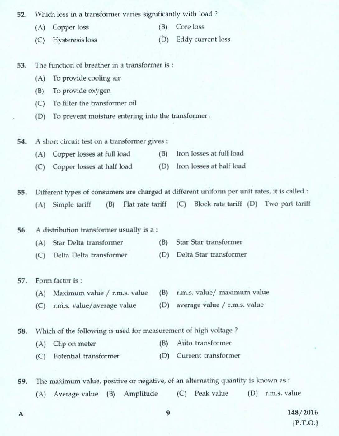 Kerala PSC Foreman Exam 2016 Question Paper Code 1482016 7