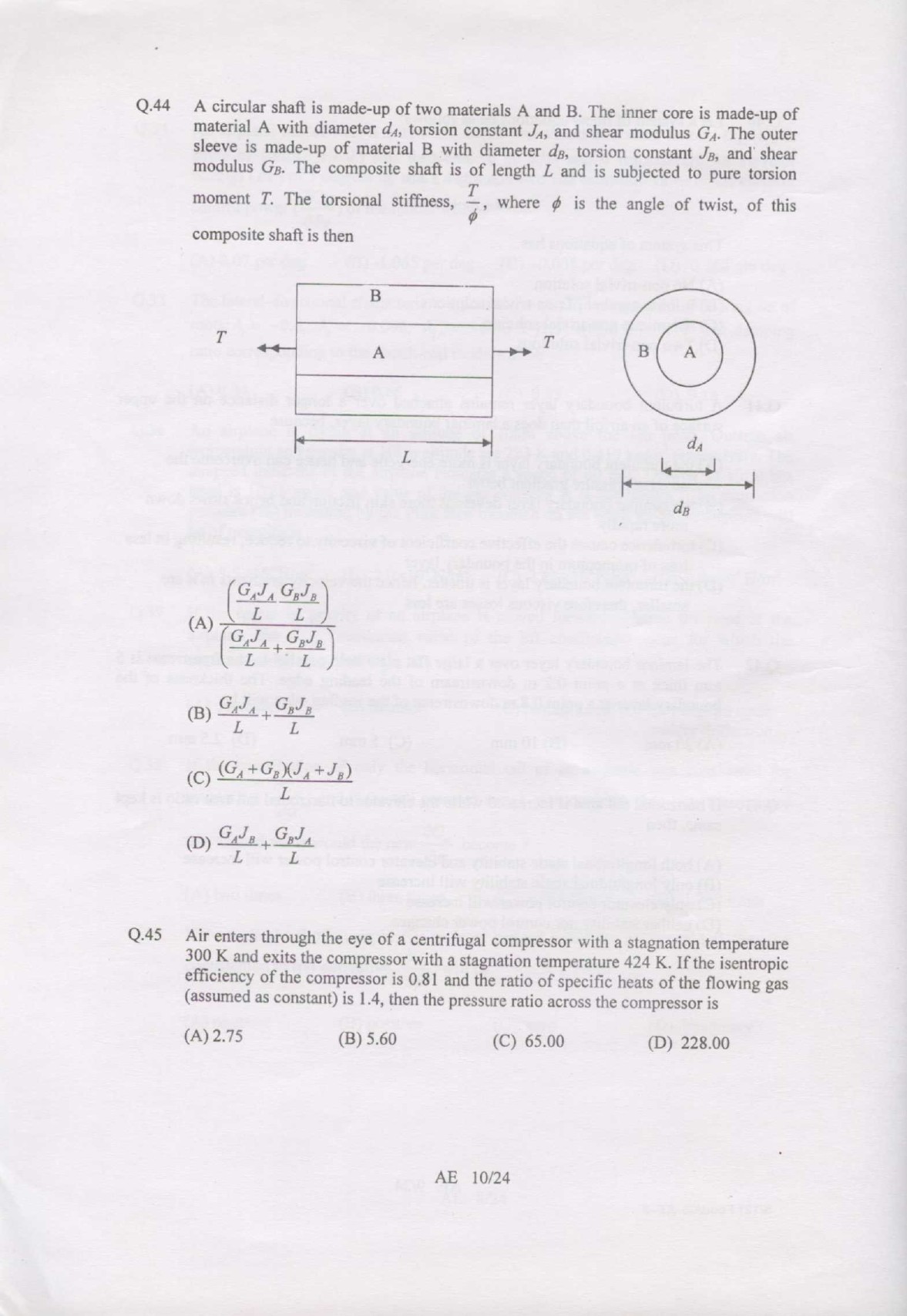 GATE Exam 2007 Aerospace Engineering Question Paper 10