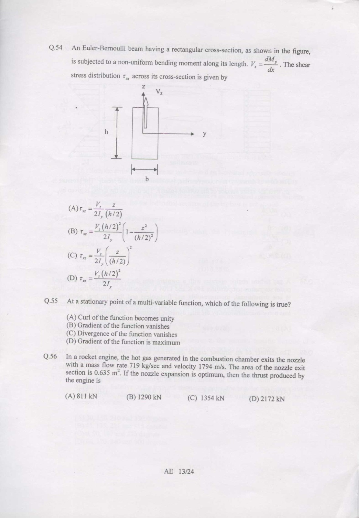 GATE Exam 2007 Aerospace Engineering Question Paper 13