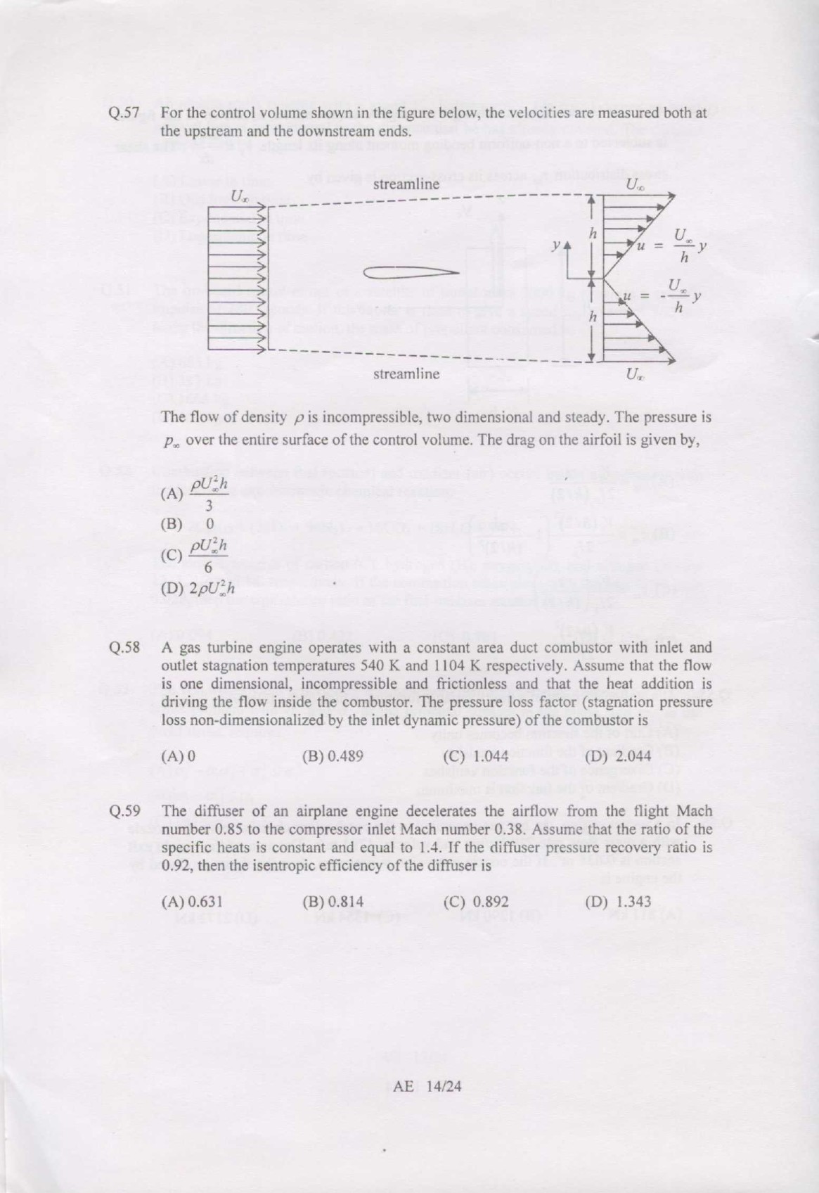 GATE Exam 2007 Aerospace Engineering Question Paper 14