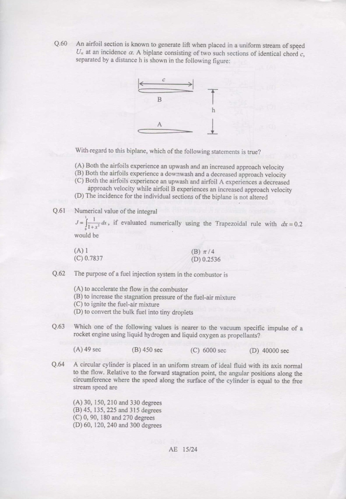 GATE Exam 2007 Aerospace Engineering Question Paper 15