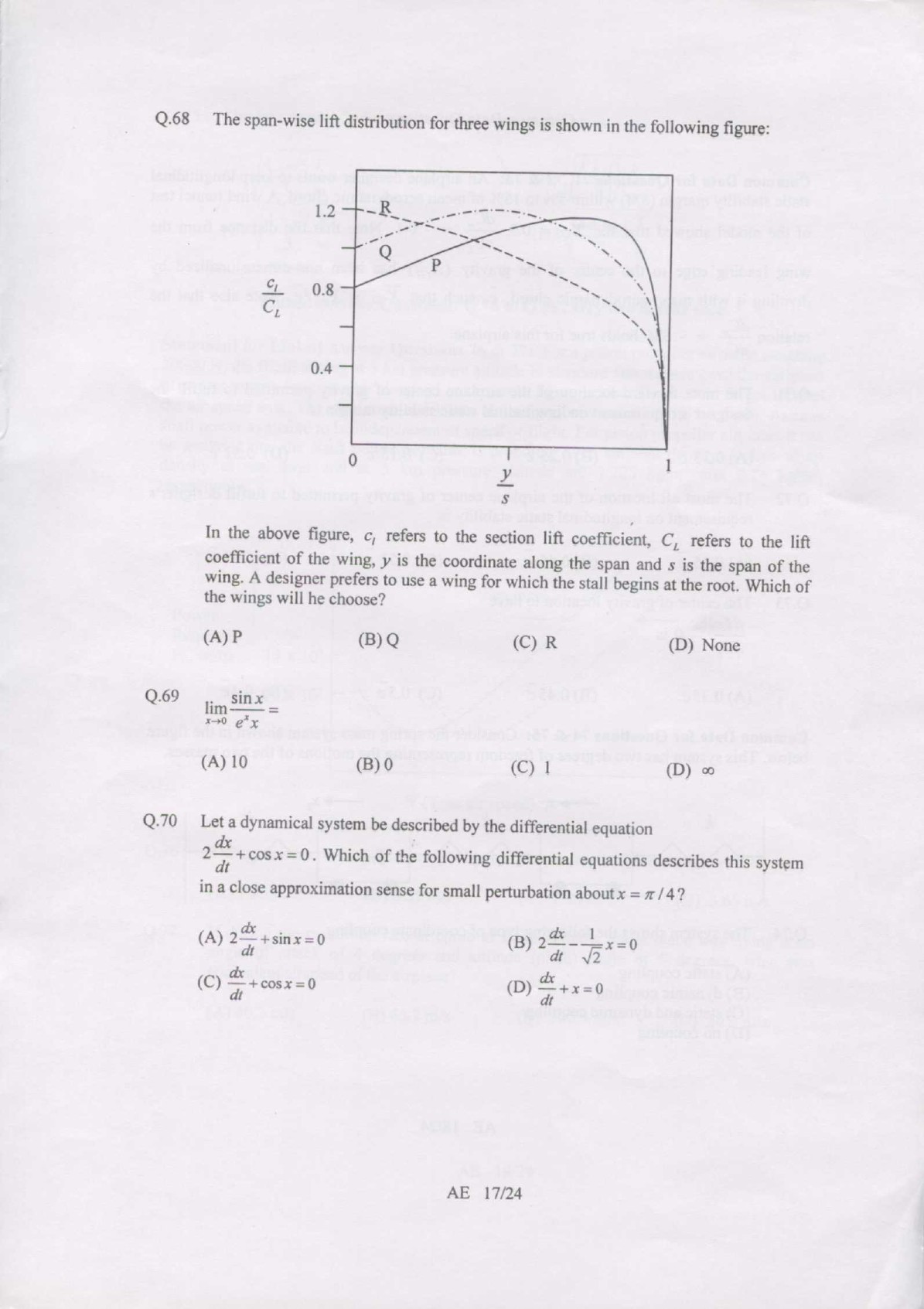 GATE Exam 2007 Aerospace Engineering Question Paper 17