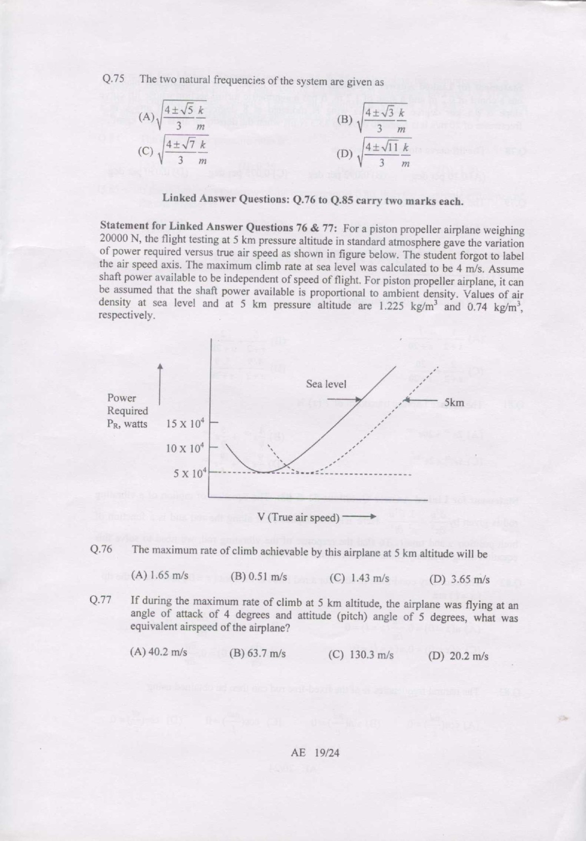 GATE Exam 2007 Aerospace Engineering Question Paper 19