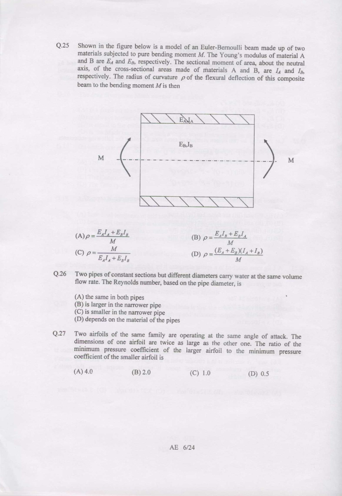 GATE Exam 2007 Aerospace Engineering Question Paper 6