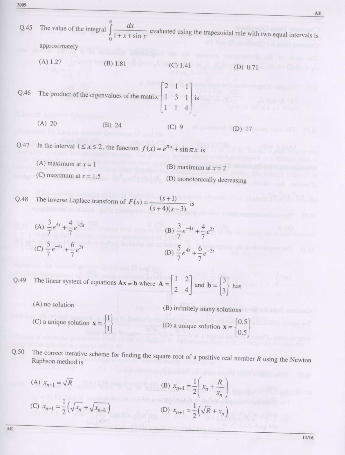 GATE Exam 2009 Aerospace Engineering Question Paper 11