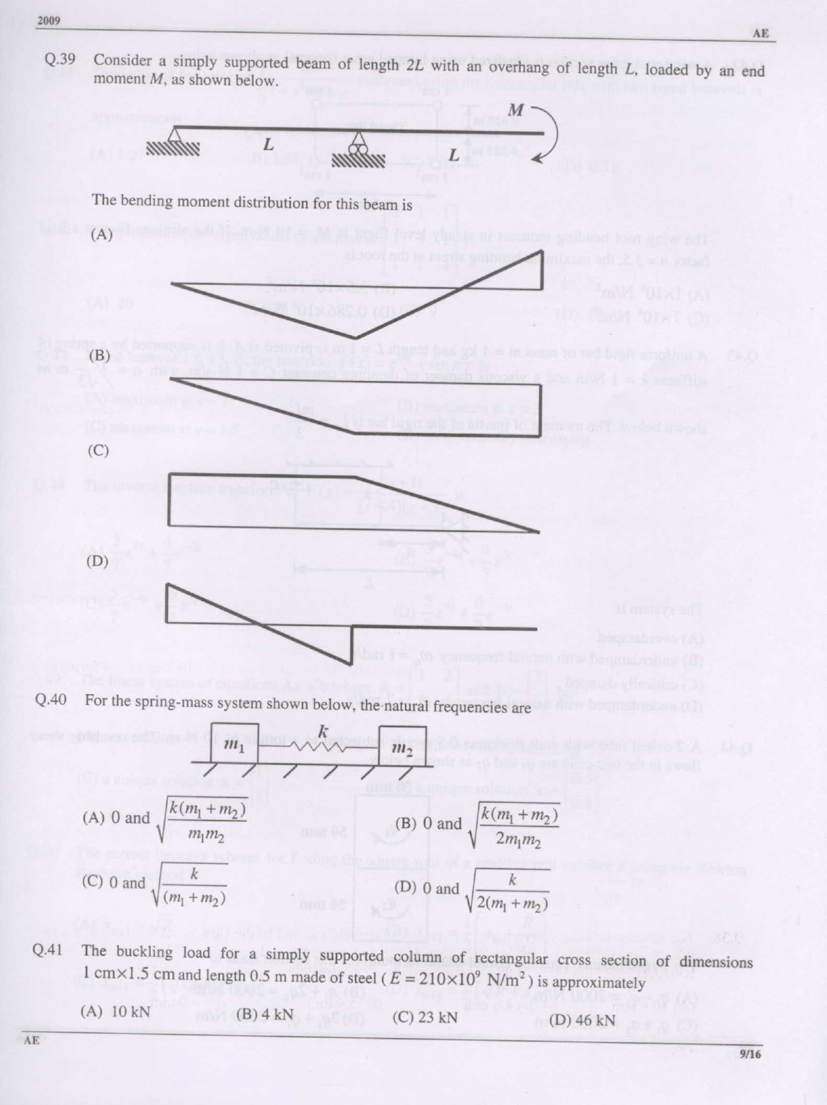 GATE Exam 2009 Aerospace Engineering Question Paper 9